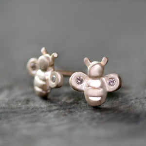 Tiny Bee Stud Earrings in Sterling Silver with Diamonds animal,earrings tiny-bee-stud-earrings-in-sterling-silver-with-diamonds Default Title