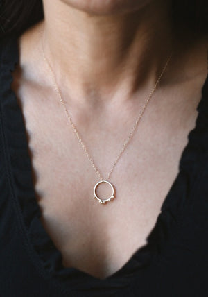 Small Beaded Circle Pendant in 14k Gold necklaces,nature/organic small-beaded-circle-pendant-in-14k-gold 16" / 14K Yellow,16" / 14K White,17" / 14K Yellow,17" / 14K White,18" / 14K Yellow,18" / 14K White