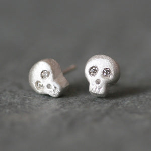 Baby Skull Earrings in Sterling Silver with Diamonds earrings,skulls,HALLOWEEN baby-skull-earrings-in-sterling-silver-with-diamonds Default Title