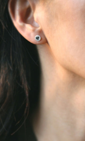 Black Heart Stud Earrings in Sterling Silver earrings,hearts black-heart-stud-earrings-in-sterling-silver Default Title