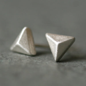 Triangle Pyramid Stud Earrings in Sterling Silver geometric,earrings triangle-pyramid-stud-earrings-in-sterling-silver Default Title