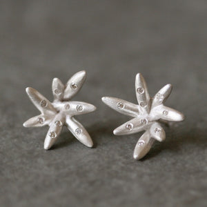 7 Petal Bud Earrings in Sterling Silver with Diamonds nature/organic,earrings,wedding 7-petal-bud-earrings-in-sterling-silver-with-diamonds Default Title