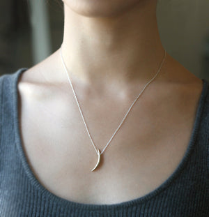 Long Crescent Moon Necklace in Brass and Sterling Silver nature/organic,necklaces,symbols long-crescent-moon-necklace-in-brass-and-sterling-silver 18",20",22"