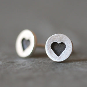 Black Heart Stud Earrings in Sterling Silver earrings,hearts black-heart-stud-earrings-in-sterling-silver Default Title