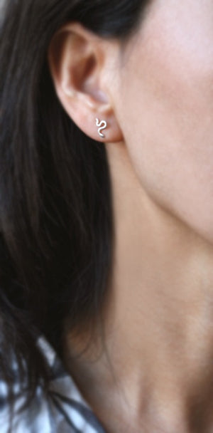 Mini Mismatched Snake Stud Earrings in Sterling Silver earrings,animal mini-mismatched-snake-stud-earrings-in-sterling-silver Default Title