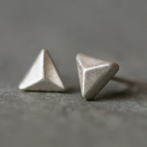 Triangle Pyramid Stud Earrings in Sterling Silver geometric,earrings triangle-pyramid-stud-earrings-in-sterling-silver Default Title