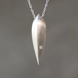 Seed Pod Necklace in Sterling Silver with Diamond necklaces,nature/organic seed-pod-necklace-in-sterling-silver-with-diamond 18",20",22",24",28",30"