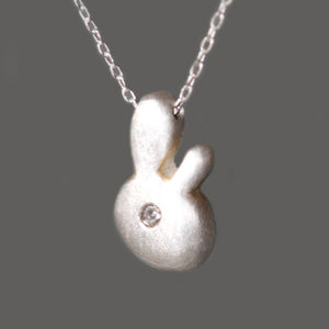Bunny Pendant Necklace in Sterling Silver with Diamond animal,necklaces bunny-pendant-necklace-in-sterling-silver-with-diamond 16",17",18"