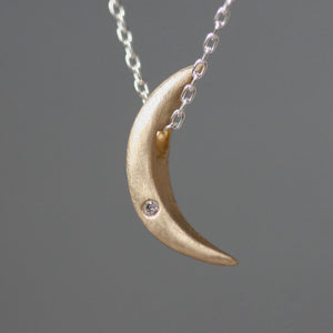 Crescent Moon Necklace in 14K Gold and Silver with Diamond necklaces,symbols crescent-moon-necklace-in-14k-gold-and-silver-with-diamond 16" / 14K Yellow,17" / 14K Yellow,18" / 14K Yellow,16" / 14K Rose,17" / 14K Rose,18" / 14K Rose