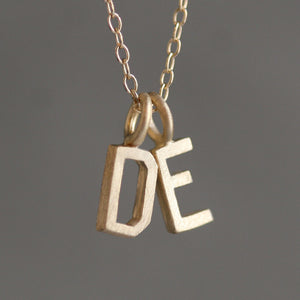 Double Block Letter Initial Necklace in 14k Gold initials,necklaces double-block-letter-initial-necklace-in-14k-gold 15",16",17",18"
