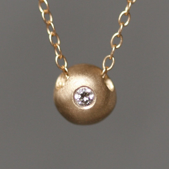 Aurora Designer - 10mm Small Diamond Slice Ball Pendant 18K Rose Gold  Sliding Charm AD1908S