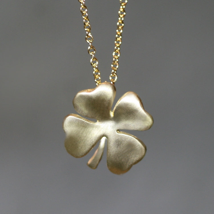 14K Gold Plated Three Four Leaf Clover Necklace Sterling Silver | JewelryEva
