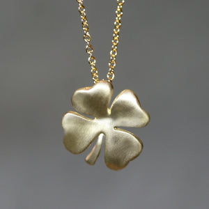 Four Leaf Clover Necklace in Brass with Gold Filled Chain Luck for Sale,necklaces,symbols four-leaf-clover-necklace-in-brass-with-gold-filled-chain 18",20",22",24"