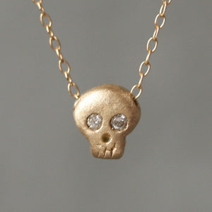 Baby Skull Necklace in 14K Gold with Diamonds necklaces,skulls,HALLOWEEN baby-skull-necklace-in-14k-gold-with-diamonds 14K Yellow / 16",14K Yellow / 17",14K Yellow / 18",14K White / 16",14K White / 17",14K White / 18"