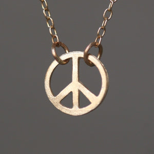 Tiny Round Peace Sign Necklace in 14K Gold necklaces,symbols tiny-round-peace-sign-necklace-in-14k-gold 14K Yellow / 16",14K White / 16",14K Yellow / 17",14K White / 17",14K Yellow / 18",14K White / 18"