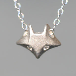 Fox Necklace in Sterling Silver with Diamonds animal,necklaces fox-necklace-in-sterling-silver-with-diamonds 16",17",18"