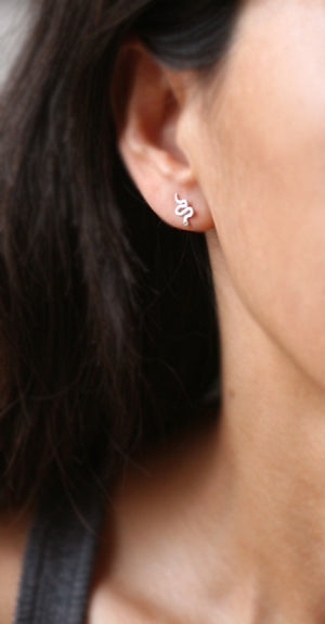Mini Mismatched Snake Stud Earrings in Sterling Silver with Gemstones earrings,animal mini-mismatched-snake-stud-earrings-in-sterling-silver-with-gemstones Diamond,Ruby,Blue Sapphire