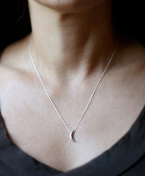 Crescent Moon Necklace in Sterling Silver necklaces,symbols crescent-moon-necklace-in-sterling-silver 16",17",18"