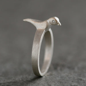 Bird Ring in Sterling Silver with Diamonds animal,rings bird-ring-in-sterling-silver-with-diamonds 5,5.5,6,6.5,7,7.5,8