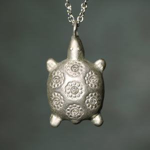 Turtle Necklace in Sterling Silver with 7 Diamonds NEW Turtle turtle-necklace-in-sterling-silver-with-7-diamonds 16",17",18"