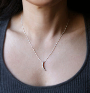 Long Crescent Moon Necklace in Sterling Silver necklaces,nature/organic,symbols long-crescent-moon-necklace-in-sterling-silver 16",17",18"