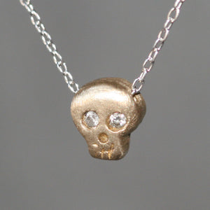 Baby Skull Necklace in 14K Gold and Silver with Diamonds necklaces,HALLOWEEN,skulls baby-skull-necklace-in-14k-gold-and-silver-with-diamonds 16" / 14K Yellow,16" / 14K Rose,17" / 14K Yellow,17" / 14K Rose,18" / 14K Yellow,18" / 14K Rose