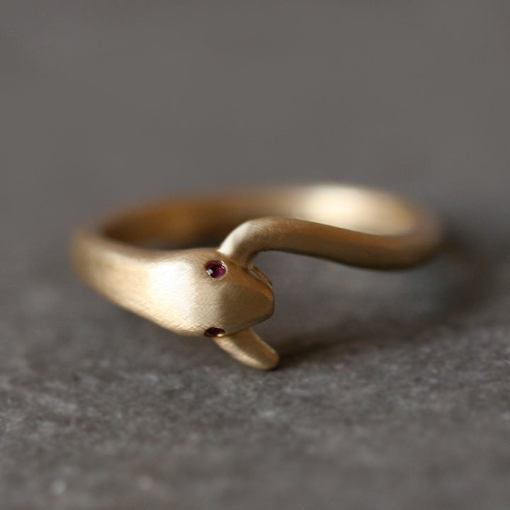 SINGLE WRAP SNAKE YELLOW BRASS RING - THE DIVINE TRIBE