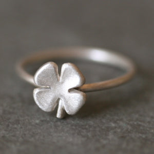 Small Four Leaf Clover Ring in Sterling Silver symbols,Luck for Sale,rings small-four-leaf-clover-ring-in-sterling-silver 4,4.5,5,5.5,6,6.5,7,7.5,8,8.5,9,9.5