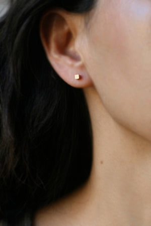 Tiny Cube Stud Earrings in 14k Gold earrings,geometric tiny-cube-stud-earrings-in-14k-gold 14K Yellow,14K White