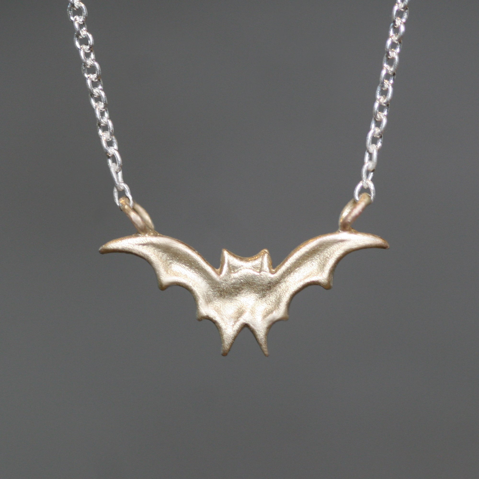 KEVIN N ANNA Sterling Silver Small Bat Charm Necklace, 18