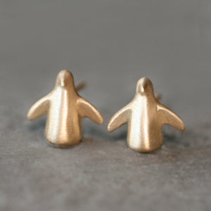 Penguin Stud Earrings 14k Yellow Gold animal,earrings penguin-stud-earrings-14k-yellow-gold 14K Yellow,14K White