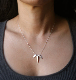 Triple Spike Necklace in Sterling Silver necklaces,geometric 3-spike-necklace-in-sterling-silver 16",18",20",17"