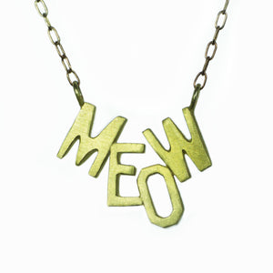 Meow Necklace in Brass with Gold Fill Chain animal,necklaces,NEW Woof and Meow meow-necklace-in-brass-with-gold-fill-chain 16",17",18",15"