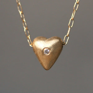 Tiny Puffy Heart Necklace in 14K Gold with Diamond wedding,necklaces,hearts tiny-puffy-heart-necklace-in-14k-gold-with-diamond 14K Yellow / 16",14K Yellow / 17",14K Yellow / 18",14K White / 16",14K White / 17",14K White / 18"
