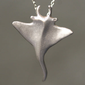 Manta Ray Pendant Necklace in Sterling Silver with Diamonds necklaces,animal,ocean manta-ray-pendant-necklace-in-sterling-silver-with-diamonds 18",20",22"