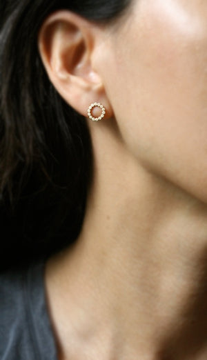 Flat Circle Stud Earrings in 14k Gold earrings,nature/organic flat-circle-stud-earrings-in-14k-gold 14K Yellow,14K White
