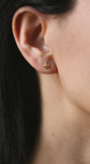 Low Pyramid Stud Earrings in 18K Gold Plate earrings,geometric,nuts, bolts, studs low-pyramid-stud-earrings-in-18k-gold-plate Default Title