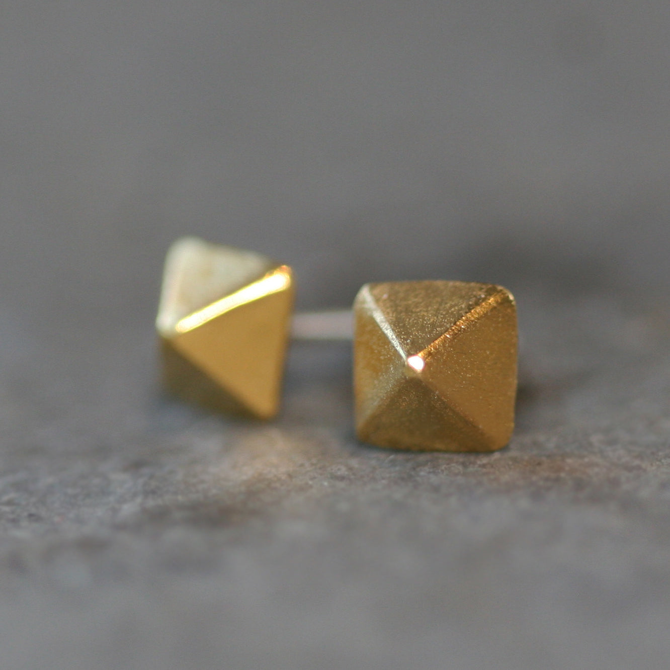 Gold Pyramid Studs - Plante Jewelers