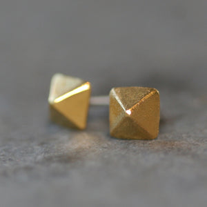 Low Pyramid Stud Earrings in 18K Gold Plate earrings,geometric,nuts, bolts, studs low-pyramid-stud-earrings-in-18k-gold-plate Default Title