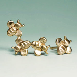 Mismatched Bee Stud Earrings earring, bee, mismatched-bee-stud-earrings Sterling Silver,10K Yellow Gold,10K Pink Gold